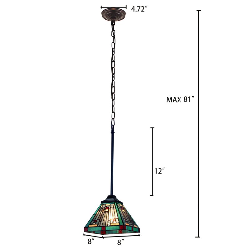 Chloe Lighting Mission 1-Light Iron and Glass Innes Mini Pendant in Dark Bronze