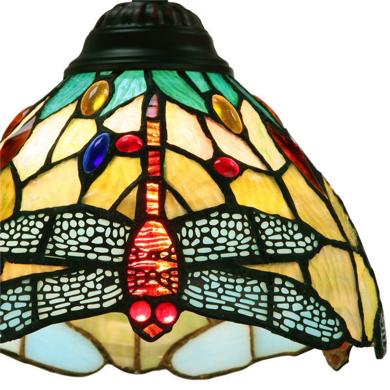 Chloe Lighting Dragonfly 1-Light Iron and Glass Empress Mini Pendant in Bronze
