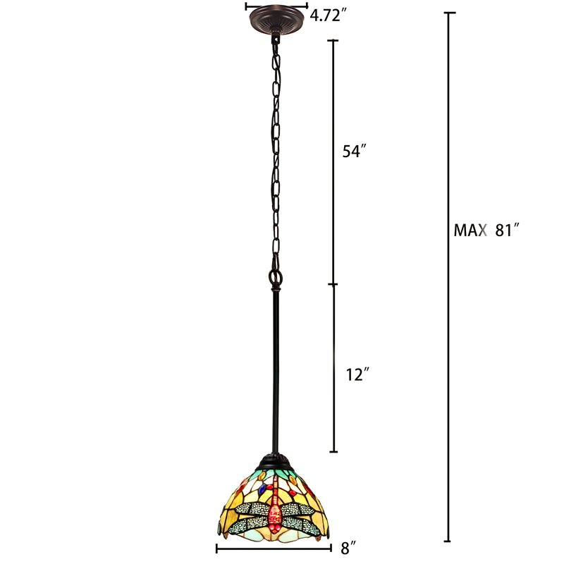 Chloe Lighting Dragonfly 1-Light Iron and Glass Empress Mini Pendant in Bronze