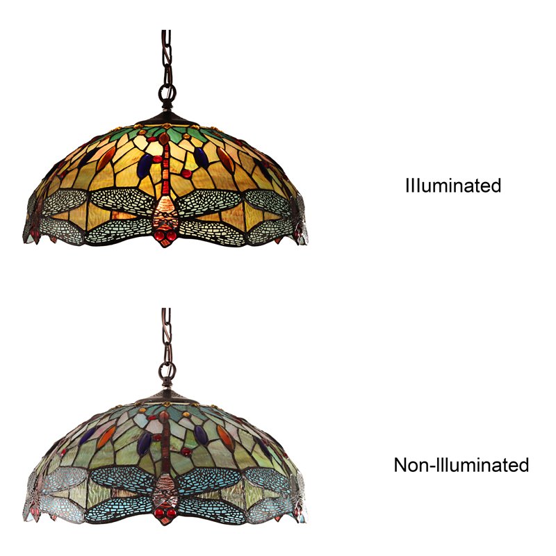 Chloe Lighting Dragonfly 3-Light Iron Empress Hanging Pendant in Blackish Bronze