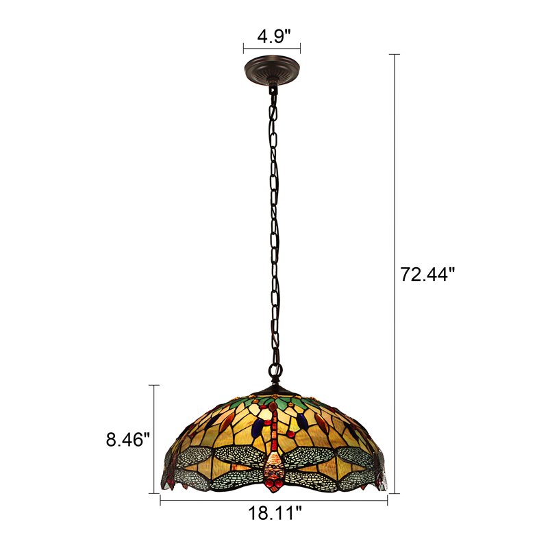 Chloe Lighting Dragonfly 3-Light Iron Empress Hanging Pendant in Blackish Bronze