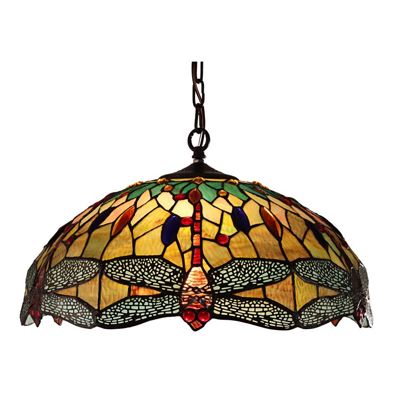 Chloe Lighting Dragonfly 3-Light Iron Empress Hanging Pendant in Blackish Bronze