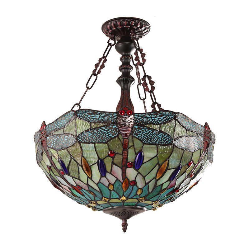 Chloe Lighting Dragonfly 3-Light Iron Empress Hanging Pendant in Blackish Bronze