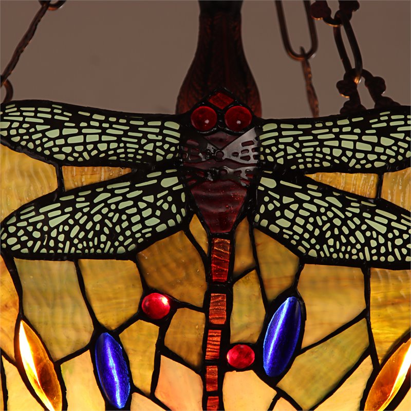 Chloe Lighting Dragonfly 3-Light Iron Empress Hanging Pendant in Blackish Bronze