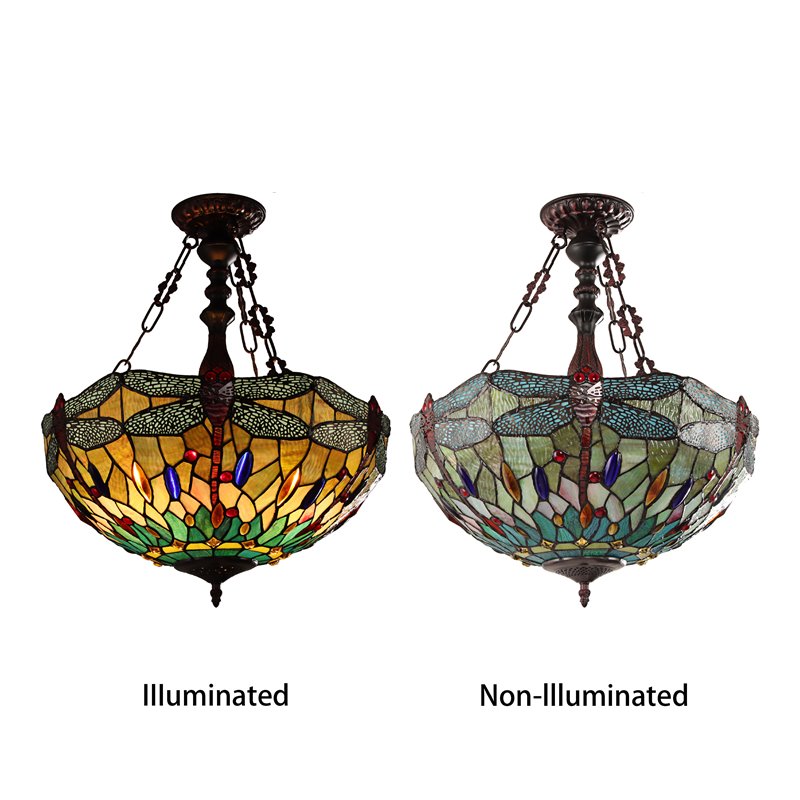 Chloe Lighting Dragonfly 3-Light Iron Empress Hanging Pendant in Blackish Bronze