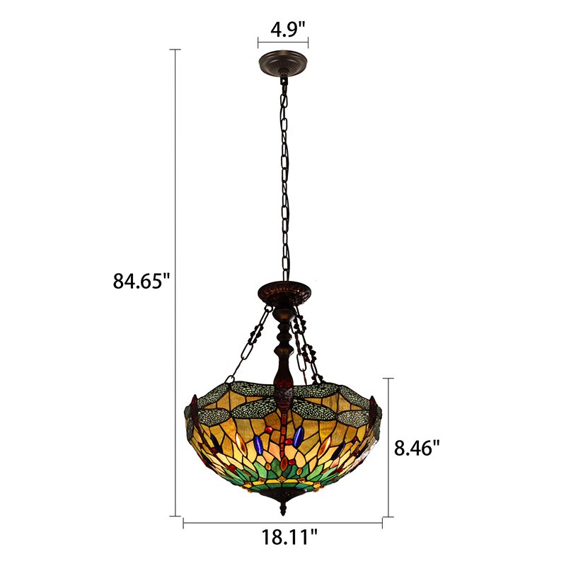 Chloe Lighting Dragonfly 3-Light Iron Empress Hanging Pendant in Blackish Bronze