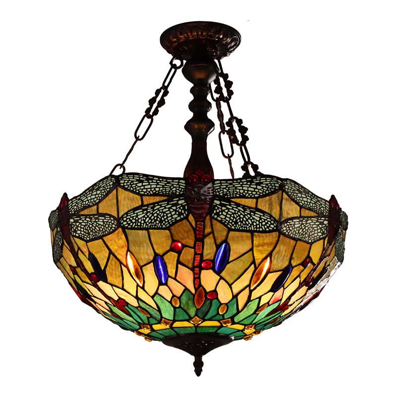 Chloe Lighting Dragonfly 3-Light Iron Empress Hanging Pendant in Blackish Bronze