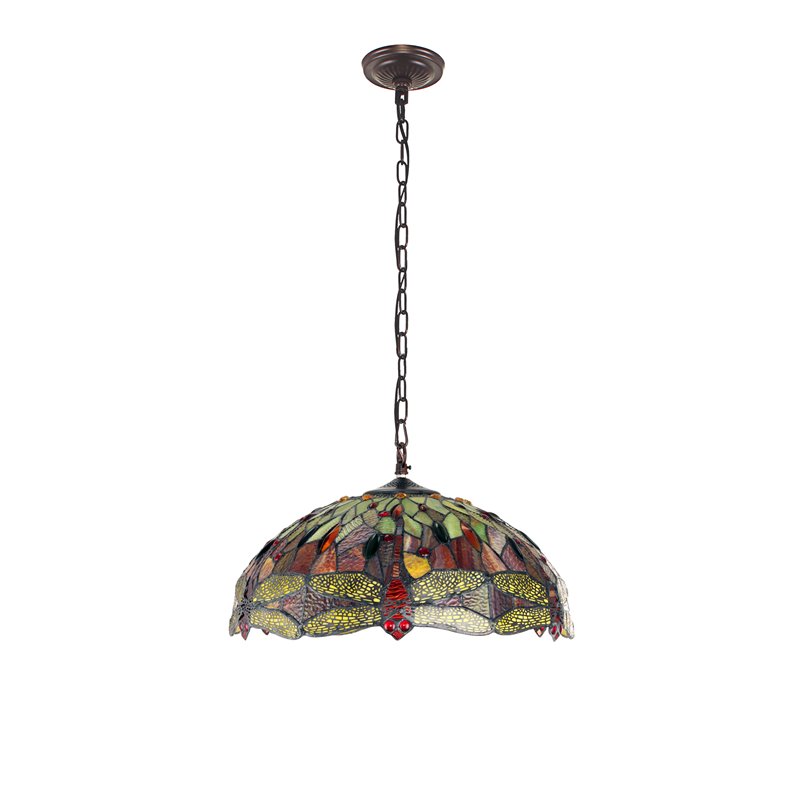 Chloe Lighting Dragonfly 3-Light Iron Empress Hanging Pendant in Blackish Bronze