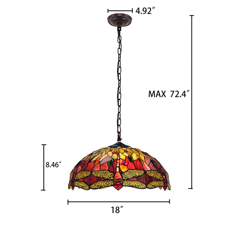 Chloe Lighting Dragonfly 3-Light Iron Empress Hanging Pendant in Blackish Bronze