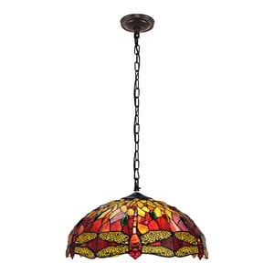 Chloe Lighting Dragonfly 3-Light Iron Empress Hanging Pendant in Blackish Bronze