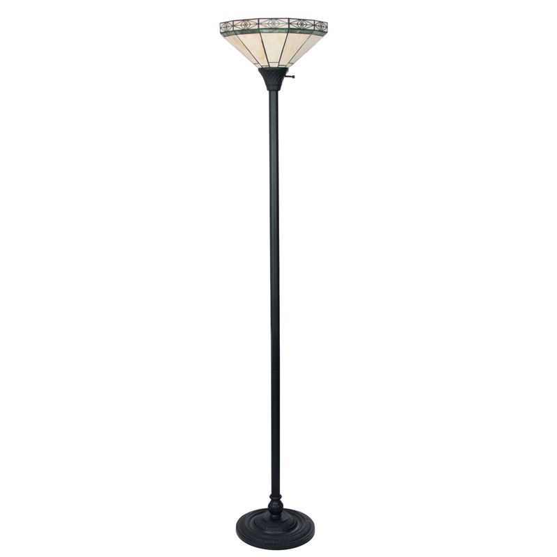 Chloe Lighting Mission 1-Light Glass Resin Belle Torchiere Lamp in Bronze