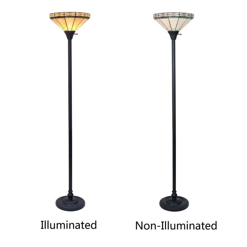 Chloe Lighting Mission 1-Light Glass Resin Belle Torchiere Lamp in Bronze