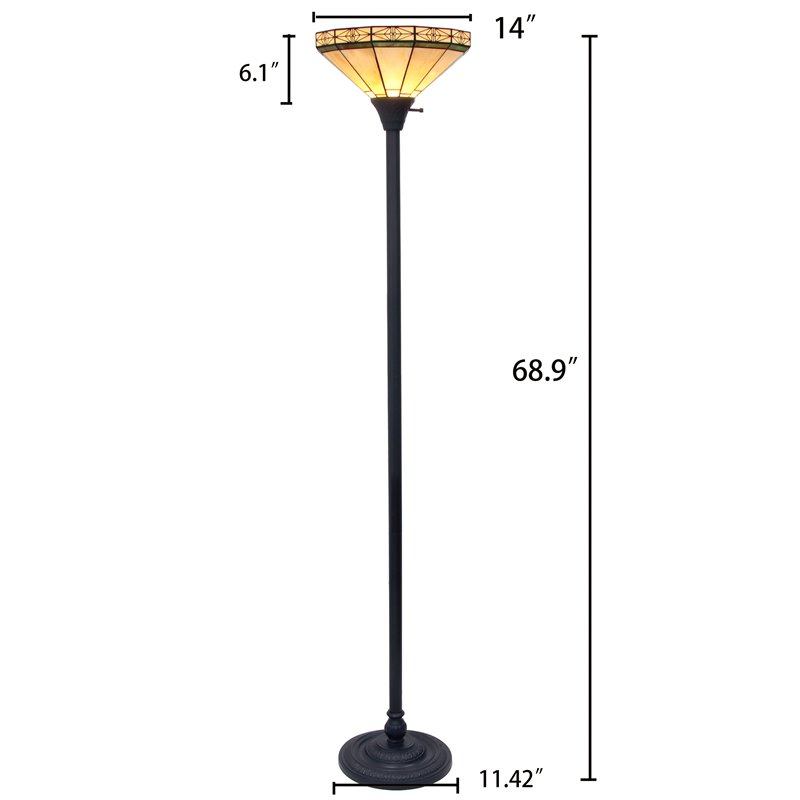 Chloe Lighting Mission 1-Light Glass Resin Belle Torchiere Lamp in Bronze