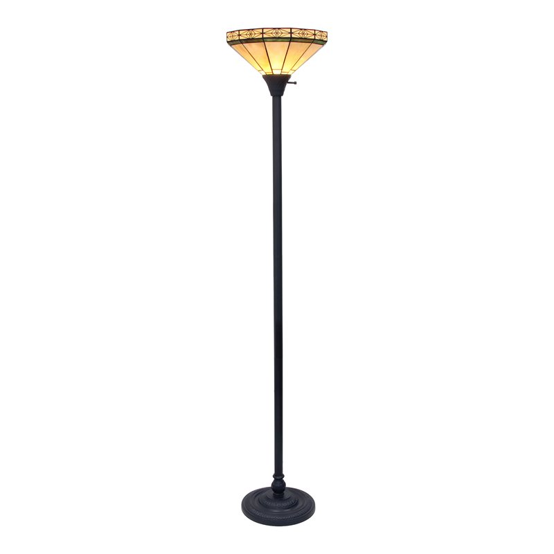 Chloe Lighting Mission 1-Light Glass Resin Belle Torchiere Lamp in Bronze
