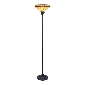 Chloe Lighting Mission 1-Light Glass Resin Belle Torchiere Lamp in Bronze