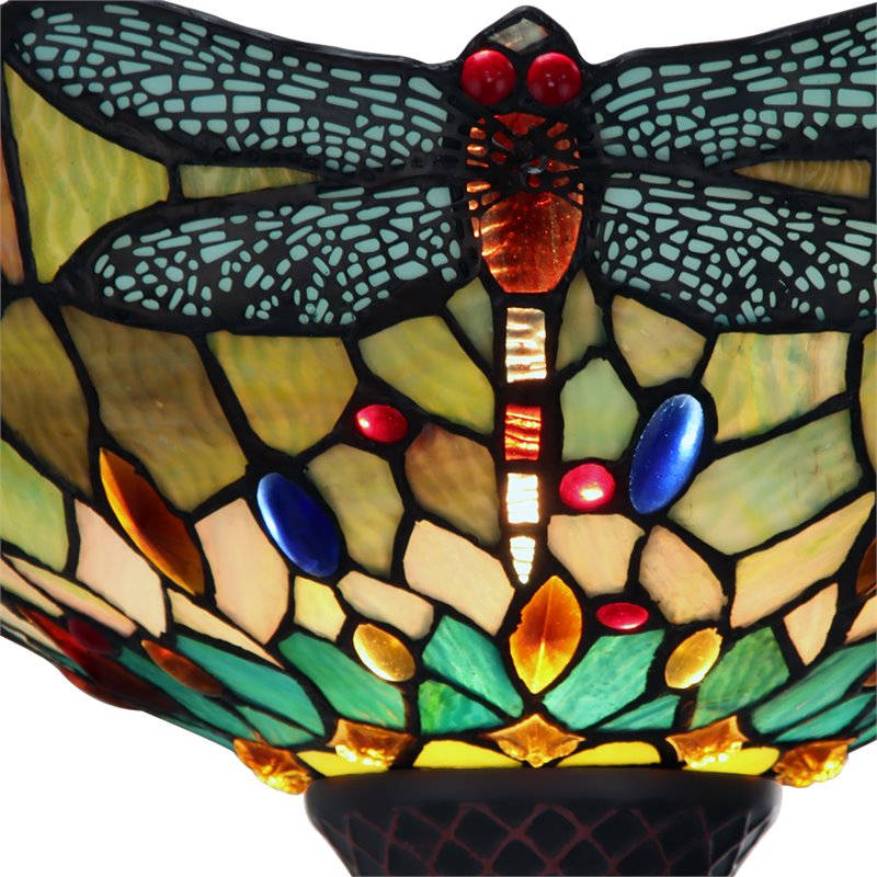 Chloe Lighting Dragonfly 1-Light Glass Resin Empress Torchiere Lamp in Bronze