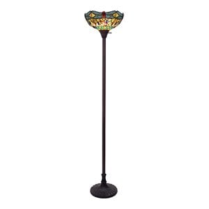 Chloe Lighting Dragonfly 1-Light Glass Resin Empress Torchiere Lamp in Bronze