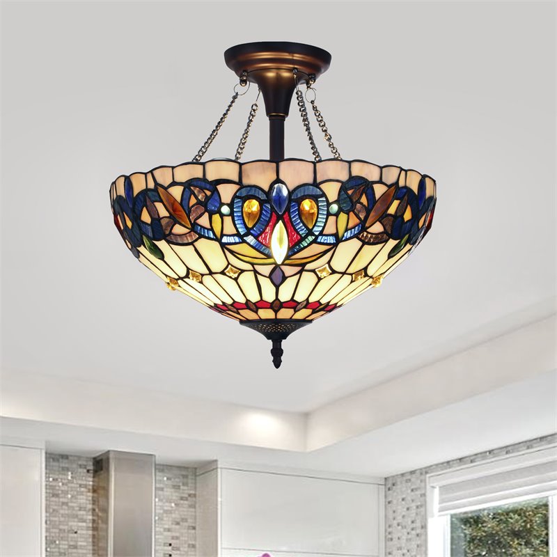 Chloe Lighting Victorian 2-Light Resin and Iron Serenity Semi-Flush in Bronze