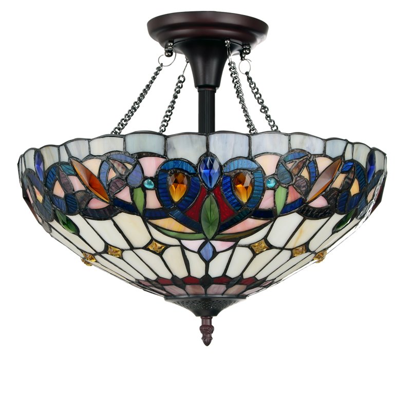 Chloe Lighting Victorian 2-Light Resin and Iron Serenity Semi-Flush in Bronze