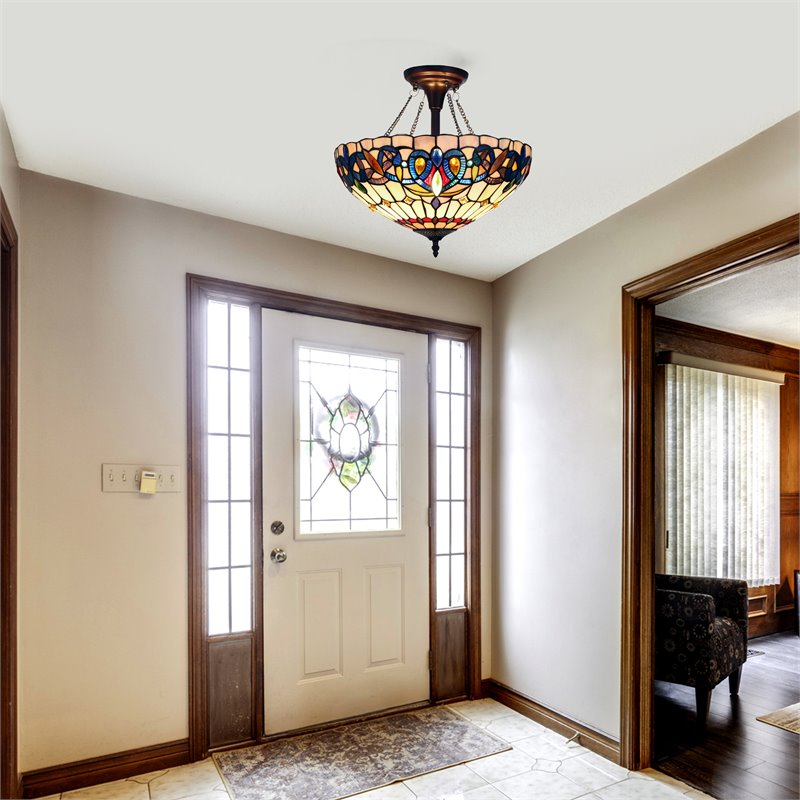 Chloe Lighting Victorian 2-Light Resin and Iron Serenity Semi-Flush in Bronze