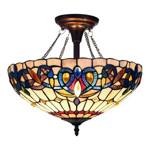 Chloe Lighting Victorian 2-Light Resin and Iron Serenity Semi-Flush in Bronze