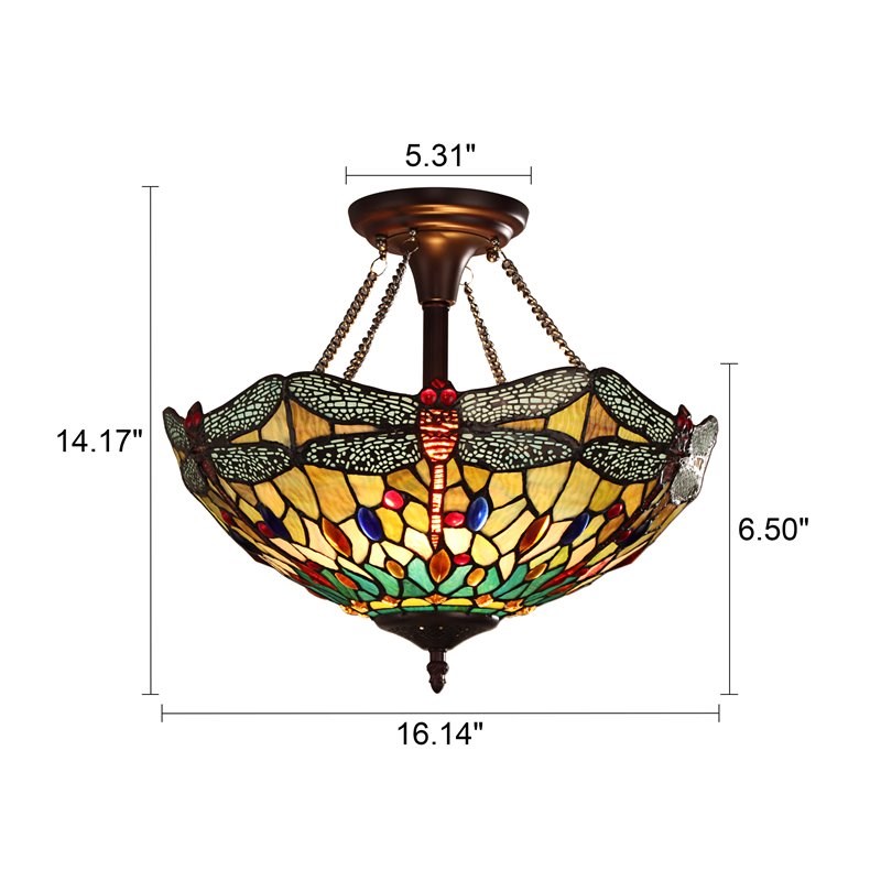 Chloe Lighting Dragonfly 2-Light Resin and Iron Empress Semi-Flush in Bronze