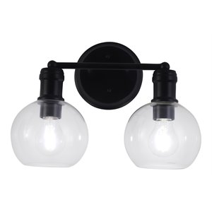 Chloe Lighting Oxa 14&quot 2-Light Metal and Glass Vanity Bath Light in Matte Black