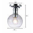 Chloe Lighting Strang 1-Light Glass Metal Semi-Flush Ceiling Fixture in Chrome