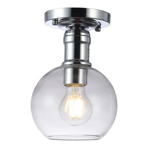 Chloe Lighting Strang 1-Light Glass Metal Semi-Flush Ceiling Fixture in Chrome