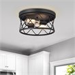 Chloe Lighting Ironclad 2-Light Metal Ceiling Flush Fixture in Textured Black