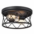 Chloe Lighting Ironclad 2-Light Metal Ceiling Flush Fixture in Textured Black