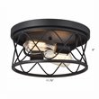Chloe Lighting Ironclad 2-Light Metal Ceiling Flush Fixture in Textured Black