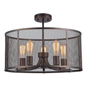 Chloe Lighting Lorry 5-Light Metal Semi-Flush in Oil Rubbed Bronze