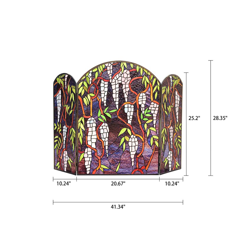Chloe Lighting Corinth Glass Grape Design Fireplace Screen in Multi-Color