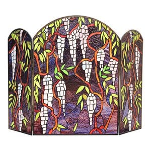 Chloe Lighting Corinth Glass Grape Design Fireplace Screen in Multi-Color