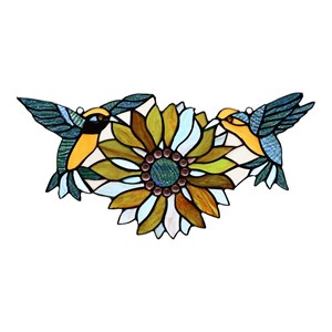 Chloe Lighting Soar 17x7.75&quot Animal/Floral Design Window Panel in Multi-Color