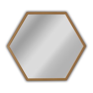 Chloe Lighting Reflection 24&quot Hexagon Polystyrene Framed Wall Mirror in Maple