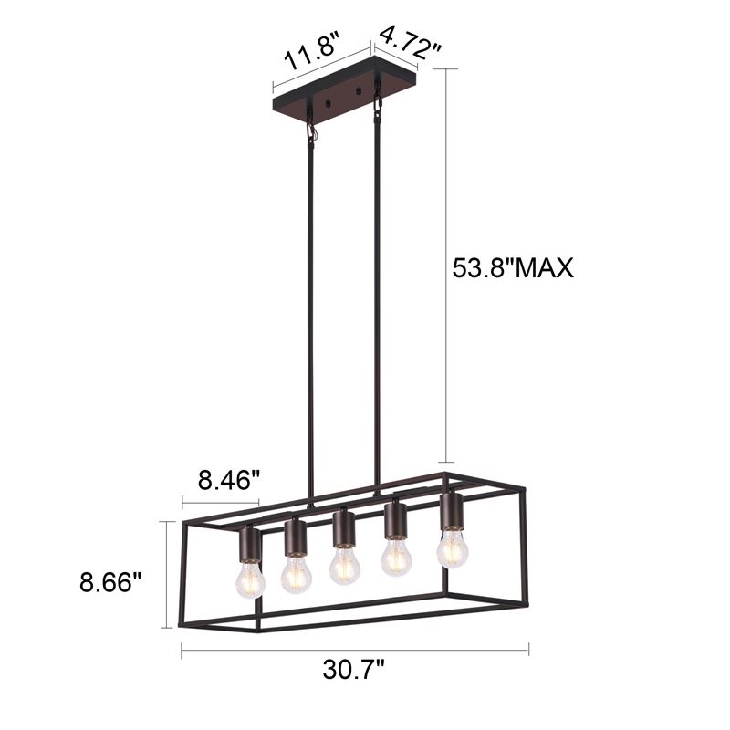 Chloe Lighting Ironclad 5-Light Metal Island Pendant in Oil Rubbed Bronze