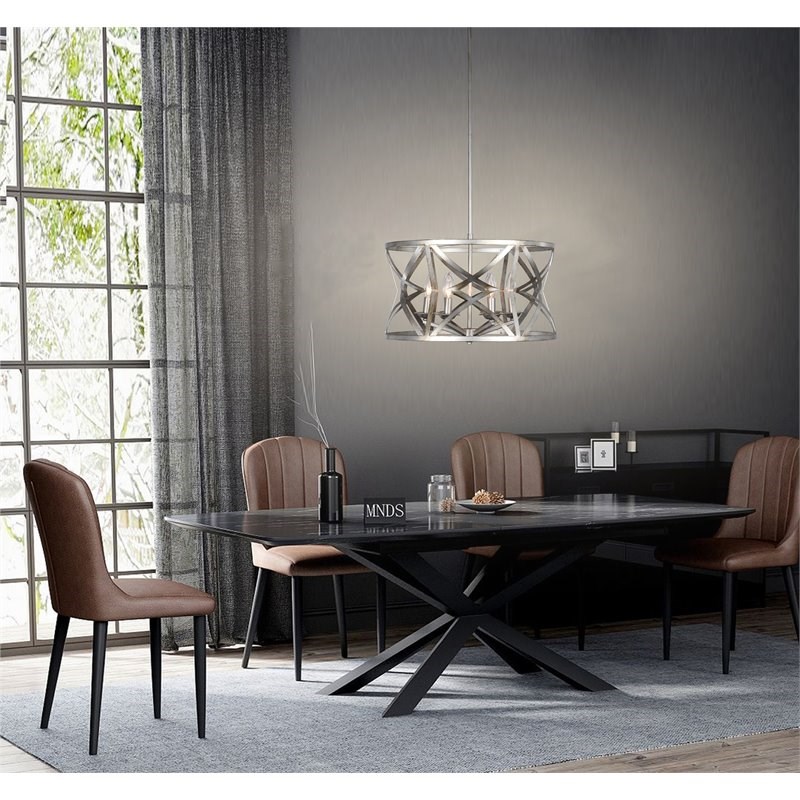 Chloe Lighting Alina 5-Light Metal Ceiling Pendant in Antique Silver