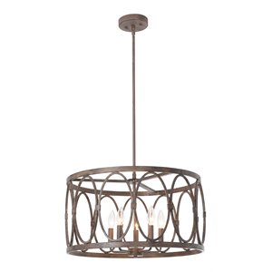 Chloe Lighting Navy 5-Light Metal Ceiling Pendant in Antique Wood