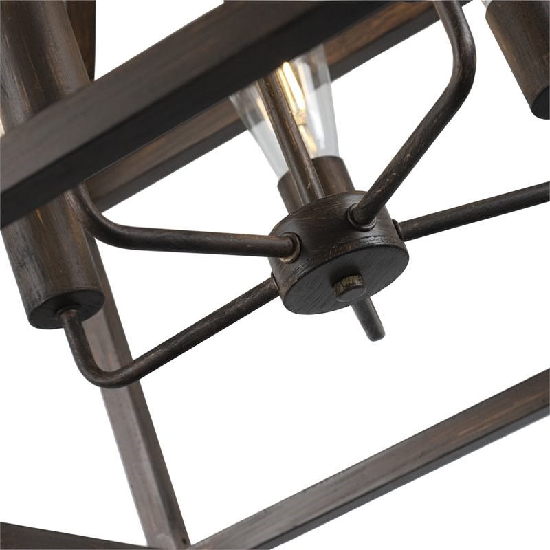 Chloe Lighting Ryder 5-Light Metal Hanging Ceiling Pendant in Antique Wood