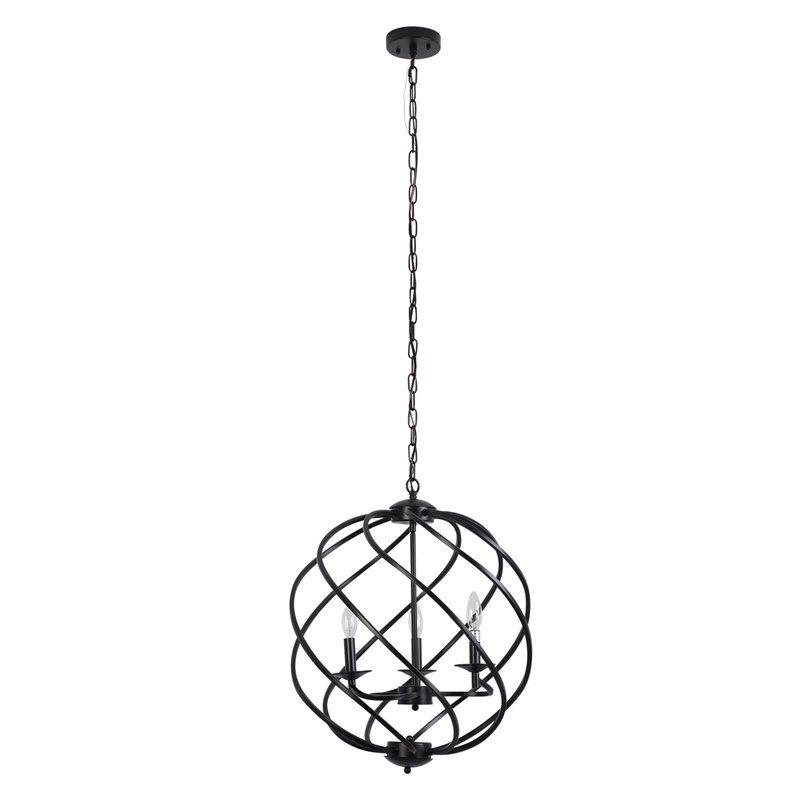 Chloe Lighting Jericho 3-Light Metal Ceiling Pendant in Matte Black