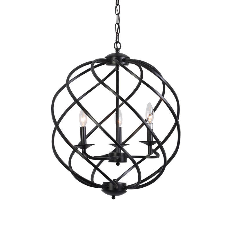Chloe Lighting Jericho 3-Light Metal Ceiling Pendant in Matte Black