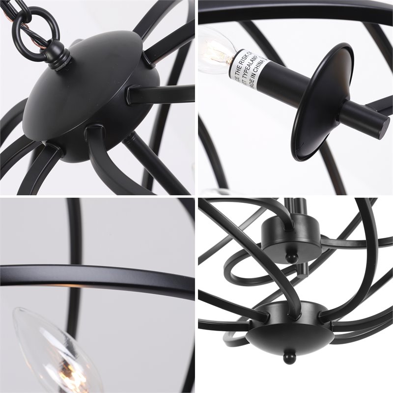 Chloe Lighting Jericho 3-Light Metal Ceiling Pendant in Matte Black