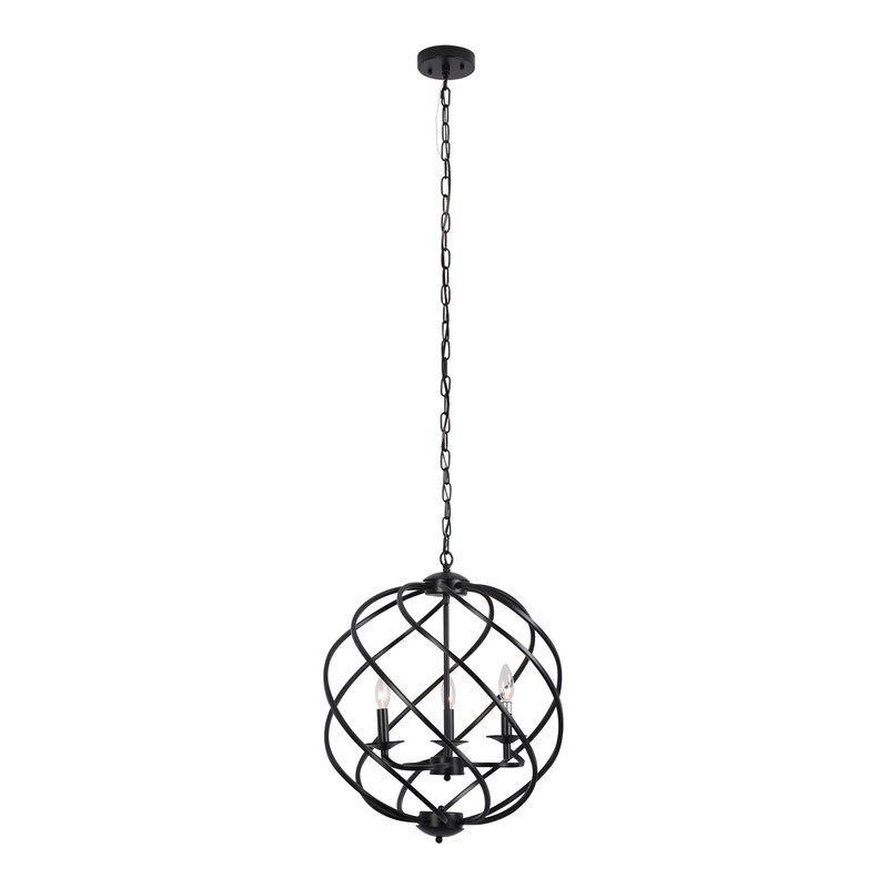 Chloe Lighting Jericho 3-Light Metal Ceiling Pendant in Matte Black