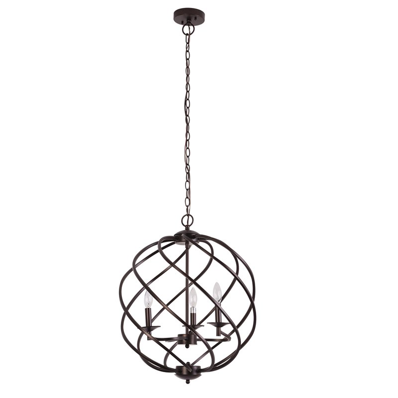 Chloe Lighting Jericho 3-Light Metal Ceiling Pendant in Oil Rubbed Bronze