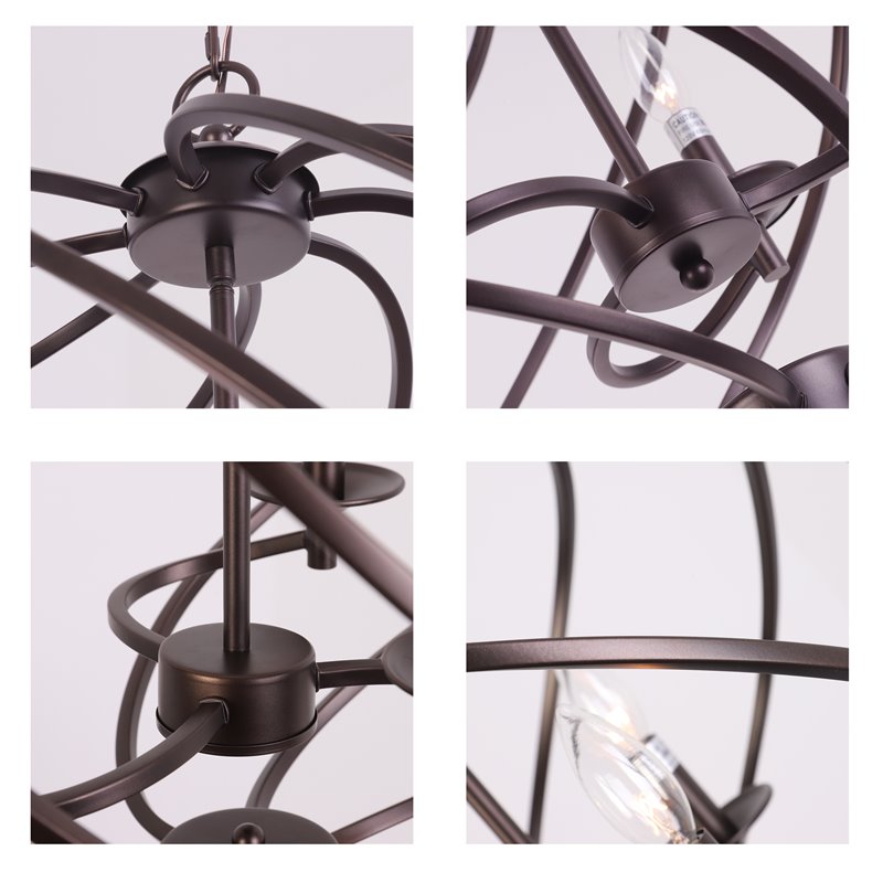 Chloe Lighting Jericho 3-Light Metal Ceiling Pendant in Oil Rubbed Bronze