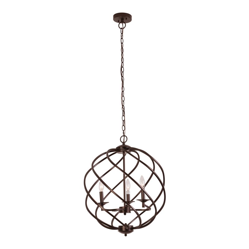 Chloe Lighting Jericho 3-Light Metal Ceiling Pendant in Oil Rubbed Bronze