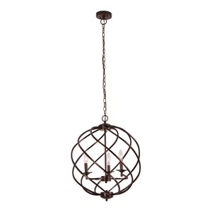 Chloe Lighting Jericho 3-Light Metal Ceiling Pendant in Oil Rubbed Bronze