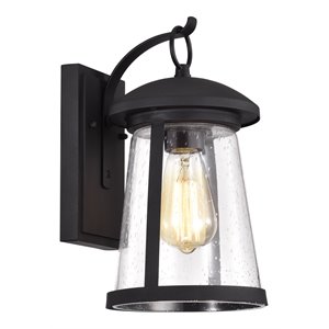 Chloe Lighting Freya 12&quot 1-Light Steel and Glass Outdoor Wall Sconce in Black